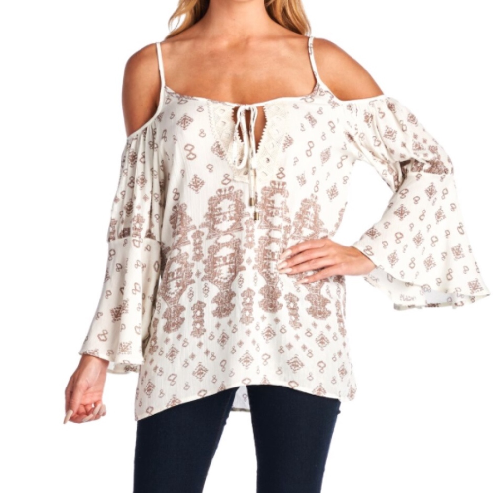 Women's bohemian bell sleeve blouse